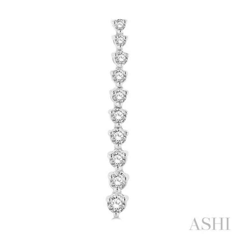 1/2 ctw Round Cut Diamond Riviera Drop Earring in 14K White Gold