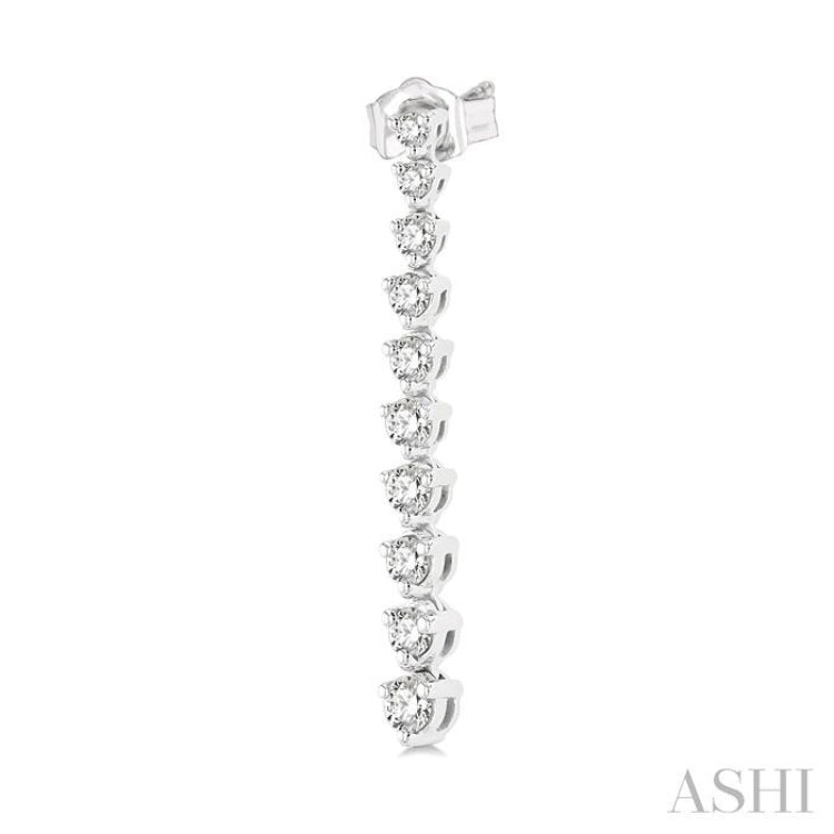 1/2 ctw Round Cut Diamond Riviera Drop Earring in 14K White Gold