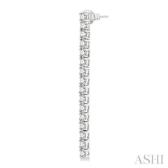 3.00 ctw Single Line Drop Round Cut Diamond Tennis Earring in 14K White Gold