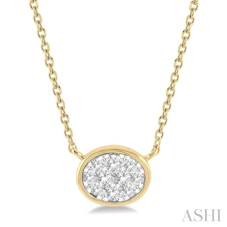 1/6 ctw Oval Shape Lovebright Diamond Pendant With Chain in 14K Yellow and White Gold