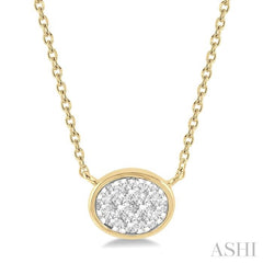 1/6 ctw Oval Shape Lovebright Diamond Pendant With Chain in 14K Yellow and White Gold