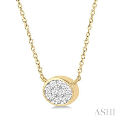 1/6 ctw Oval Shape Lovebright Diamond Pendant With Chain in 14K Yellow and White Gold