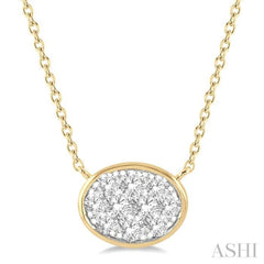1/3 ctw Oval Shape Lovebright Diamond Pendant With Chain in 14K Yellow and White Gold