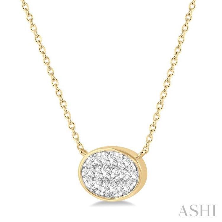 1/3 ctw Oval Shape Lovebright Diamond Pendant With Chain in 14K Yellow and White Gold