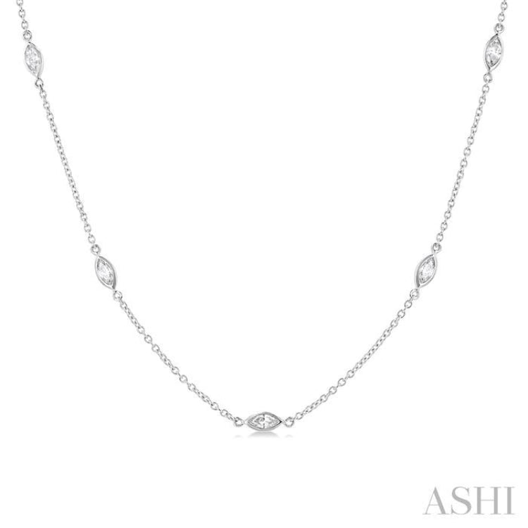 1 ctw Marquise Cut Diamond Fashion Necklace in 14K White Gold