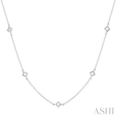 1 ctw Princess Cut Diamond Fashion Necklace in 14K White Gold