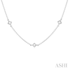 1 ctw Princess Cut Diamond Fashion Necklace in 14K White Gold