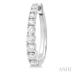 1 ctw Graduated Round Cut Diamond Fashion Hoop Earrings in 14K White Gold