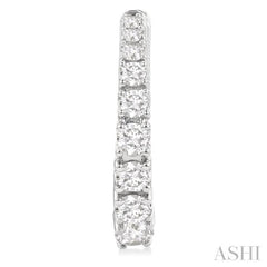 3/4 ctw Graduated Round Cut Diamond Fashion Hoop Earrings in 14K White Gold