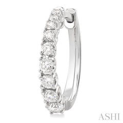 3/4 ctw Graduated Round Cut Diamond Fashion Hoop Earrings in 14K White Gold