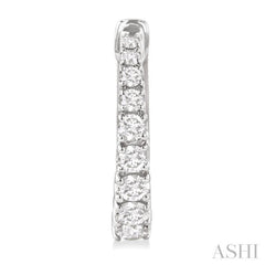 1/2 ctw Graduated Round Cut Diamond Fashion Hoop Earrings in 14K White Gold