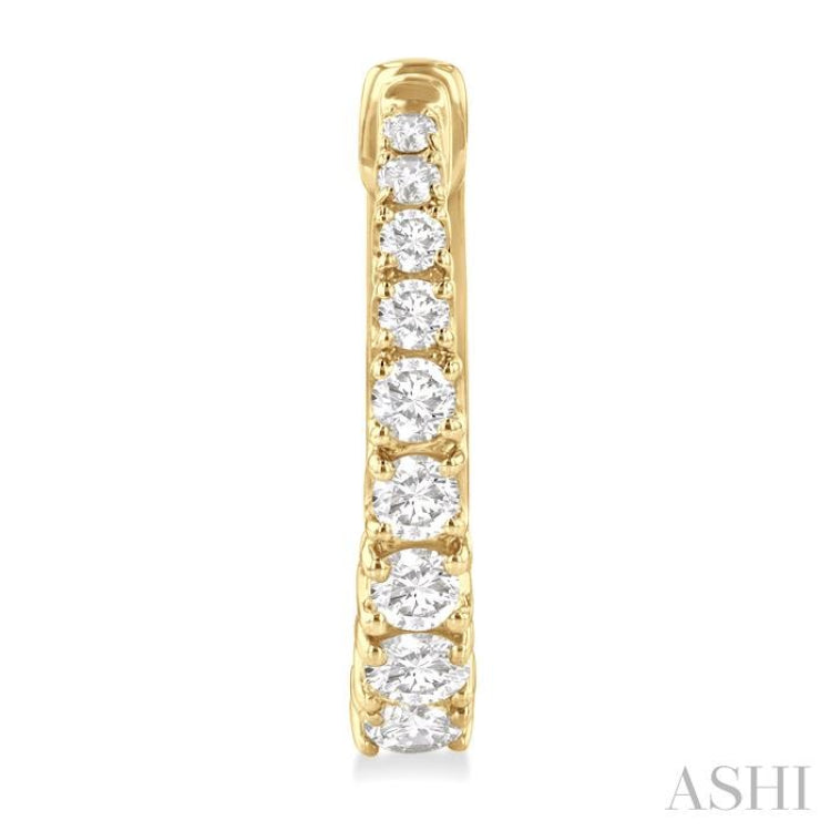 1/2 ctw Graduated Round Cut Diamond Fashion Hoop Earrings in 14K Yellow Gold