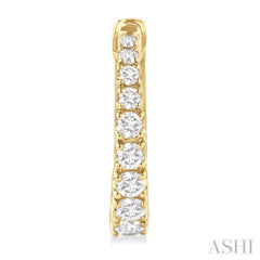 1/2 ctw Graduated Round Cut Diamond Fashion Hoop Earrings in 14K Yellow Gold