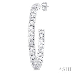 1 ctw French Pave Set Round Cut Diamond Fashion Half Hoop Earring in 14K White Gold
