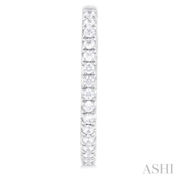 3/4 ctw French Pave Set Round Cut Diamond Fashion Half Hoop Earring in 14K White Gold