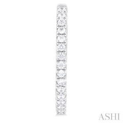 3/4 ctw French Pave Set Round Cut Diamond Fashion Half Hoop Earring in 14K White Gold