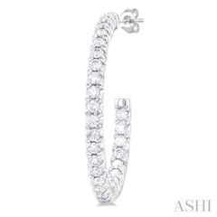 3/4 ctw French Pave Set Round Cut Diamond Fashion Half Hoop Earring in 14K White Gold