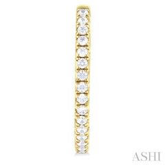 3/4 ctw French Pave Set Round Cut Diamond Fashion Half Hoop Earring in 14K Yellow Gold