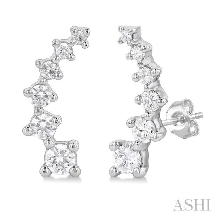 1/2 ctw Round Cut Diamond Fashion Climbers in 14K White Gold