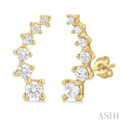 1/2 ctw Round Cut Diamond Fashion Climbers in 14K Yellow Gold