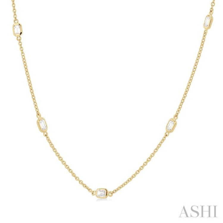 1 ctw Emerald Cut Diamond Fashion Necklace in 14K Yellow Gold