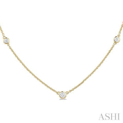 1/4 ctw Bezel Set Round Cut Diamond Station Necklace in 14K Yellow Gold