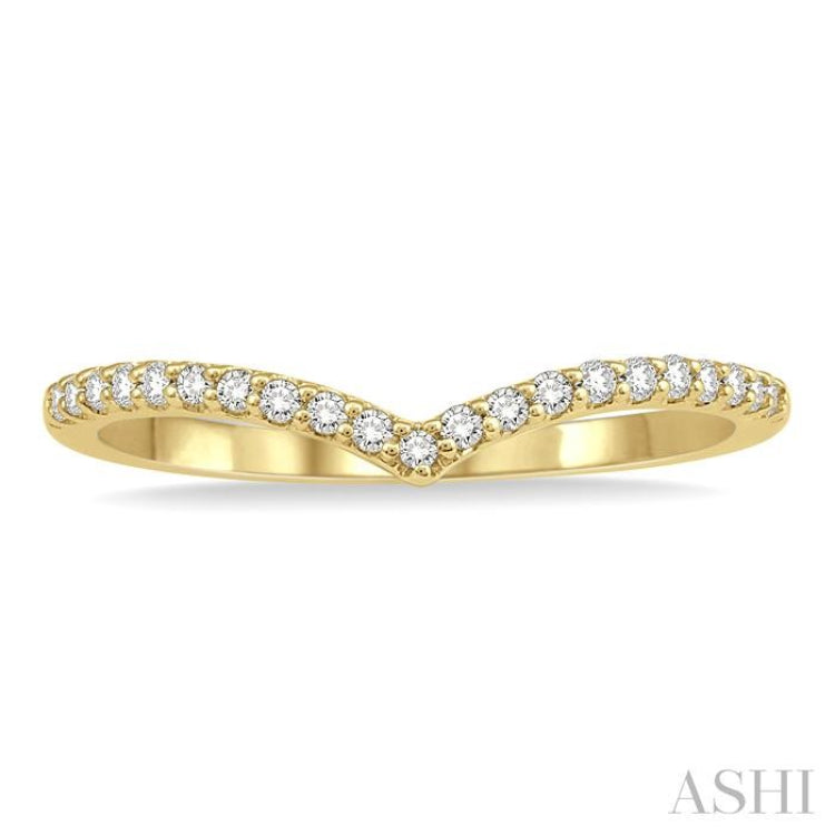 1/6 ctw Curve V-Drop Round Cut Diamond Ladies Ring in 14K Yellow Gold