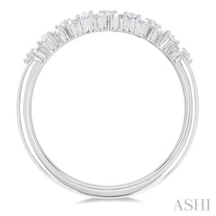 1/3 ctw Zig Zag Scatter Baguette and Round Cut Diamond Fashion Ring in 14K White Gold