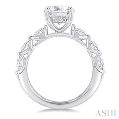3/4 ctw Round Shape Marquise and Round Cut Diamond Semi Mount Engagement Ring in 14K White Gold