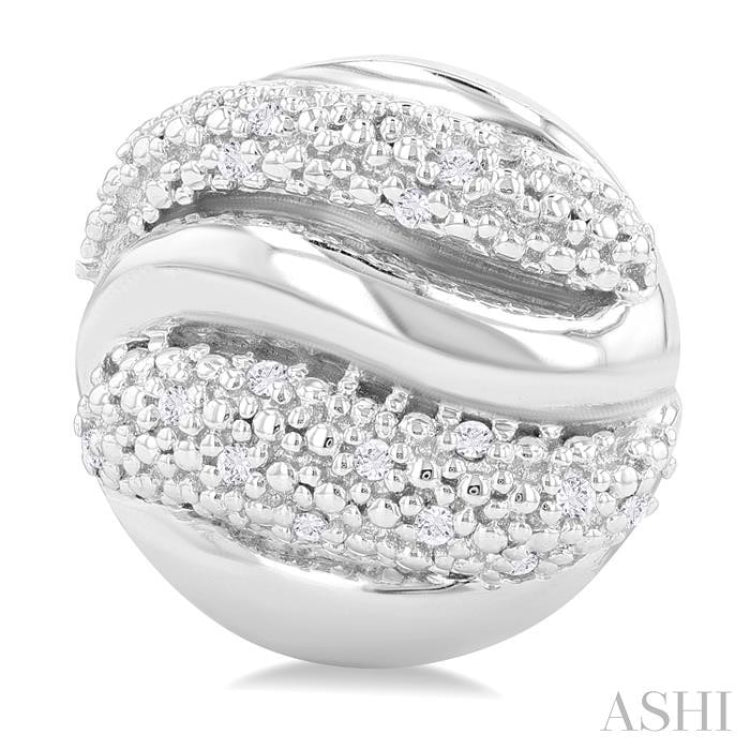 1/10 ctw Bold Twisted Rib Round Cut Diamond Bold Fashion Stud Earring in Sterling Silver