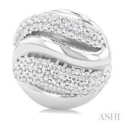 1/10 ctw Bold Twisted Rib Round Cut Diamond Bold Fashion Stud Earring in Sterling Silver