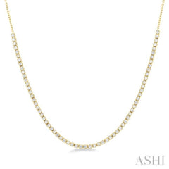 1 ctw Round Cut Diamond Halfway Tennis Necklace in 10K Yellow Gold
