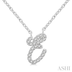 1/20 ctw Initial 'E' Round cut Diamond Pendant With Chain in 10K White Gold
