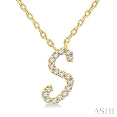 1/20 ctw Initial 'S' Round cut Diamond Pendant With Chain in 10K Yellow Gold