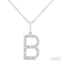 1/10 ctw Initial 'B' Round Cut Diamond Fashion Pendant With Chain in Sterling Silver