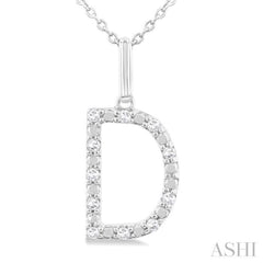 1/10 ctw Initial 'D' Round Cut Diamond Fashion Pendant With Chain in Sterling Silver