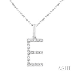 1/10 ctw Initial 'E' Round Cut Diamond Fashion Pendant With Chain in Sterling Silver