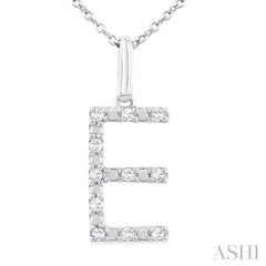 1/10 ctw Initial 'E' Round Cut Diamond Fashion Pendant With Chain in Sterling Silver
