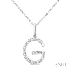 1/10 ctw Initial 'G' Round Cut Diamond Fashion Pendant With Chain in Sterling Silver