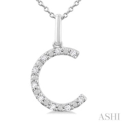 1/20 ctw Initial 'C' Round Cut Diamond Fashion Pendant With Chain in Sterling Silver