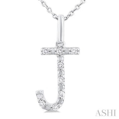 1/20 ctw Initial 'J' Round Cut Diamond Fashion Pendant With Chain in Sterling Silver