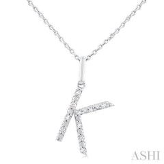 1/20 ctw Initial 'K' Round Cut Diamond Fashion Pendant With Chain in Sterling Silver