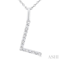 1/20 ctw Initial 'L' Round Cut Diamond Fashion Pendant With Chain in Sterling Silver