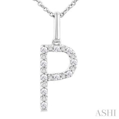 1/20 ctw Initial 'P' Round Cut Diamond Fashion Pendant With Chain in Sterling Silver