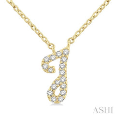1/20 ctw Initial 'J' Round cut Diamond Pendant With Chain in 14K Yellow Gold