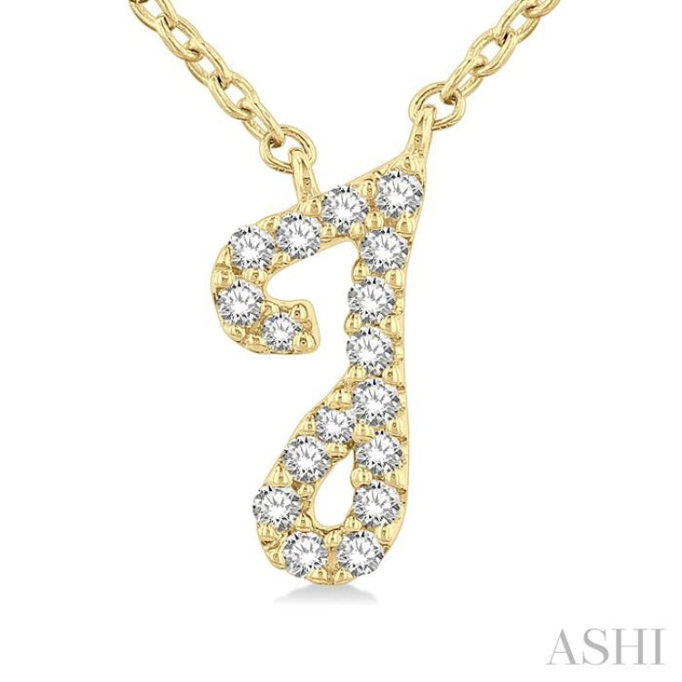 1/20 ctw Initial 'J' Round cut Diamond Pendant With Chain in 14K Yellow Gold