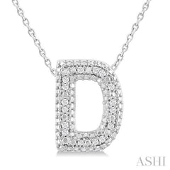 1/20 ctw Bubble Accent Initial 'D' Round Cut Diamond Fashion Pendant With Chain in Sterling Silver