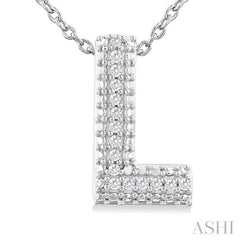 1/20 ctw Bubble Accent Initial 'L' Round Cut Diamond Fashion Pendant With Chain in Sterling Silver