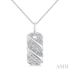1/10 ctw Bold Ribbed Swirl Round Cut Diamond Bold Fashion Pendant With Chain in Sterling Silver