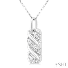 1/10 ctw Bold Ribbed Swirl Round Cut Diamond Bold Fashion Pendant With Chain in Sterling Silver
